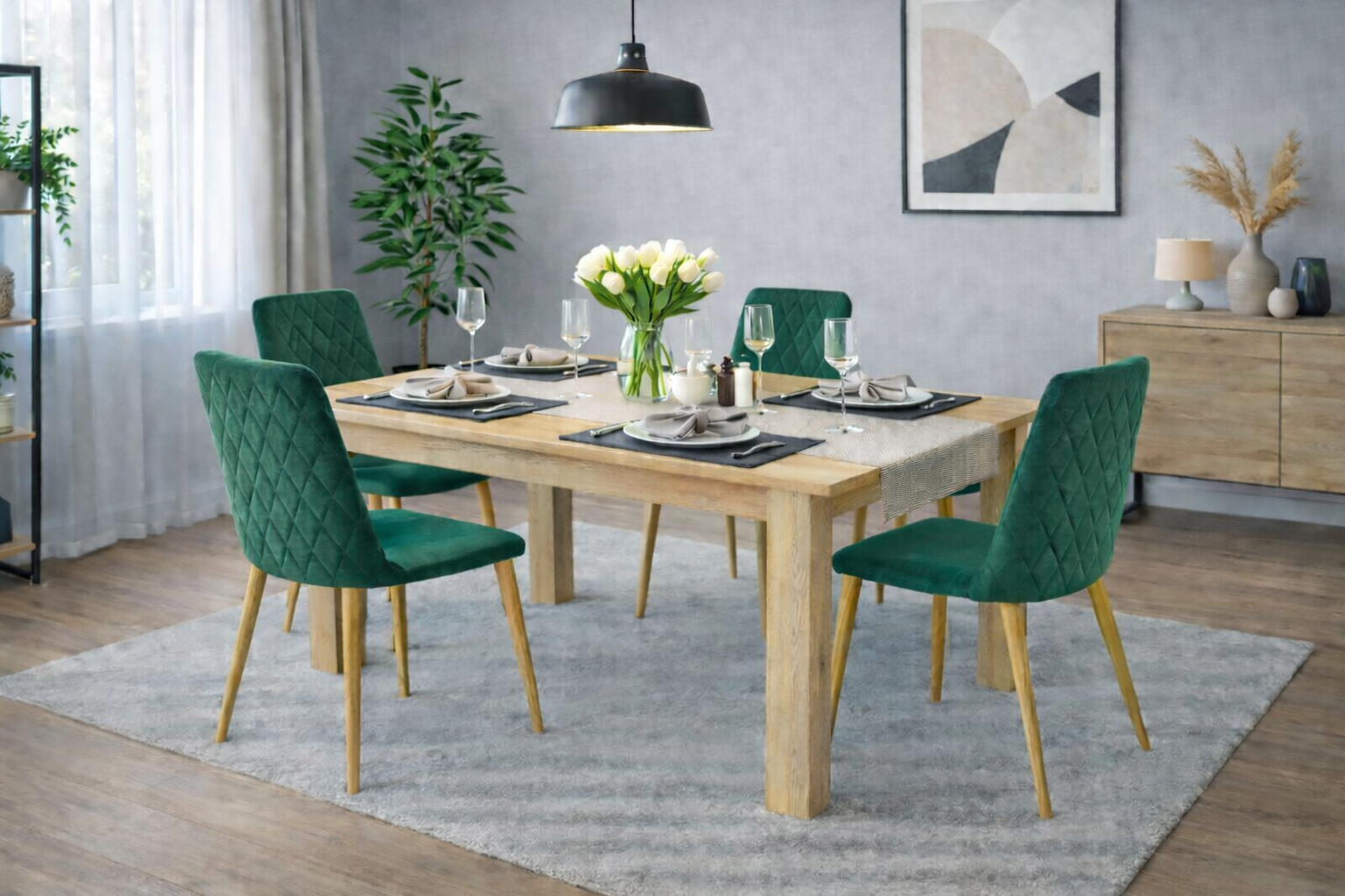 120x80 SONOMA + 4 TURIN GREEN (WOOD)